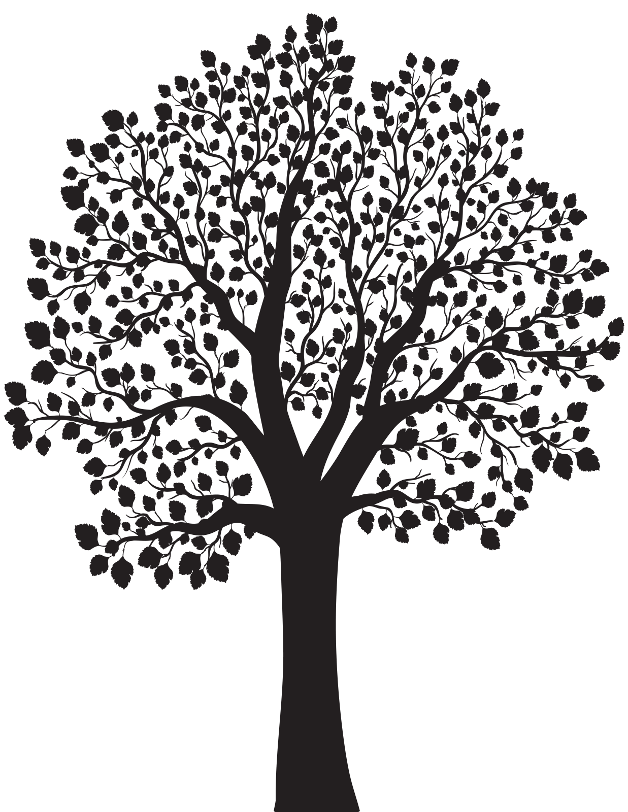 a black and white silhouette of a tree