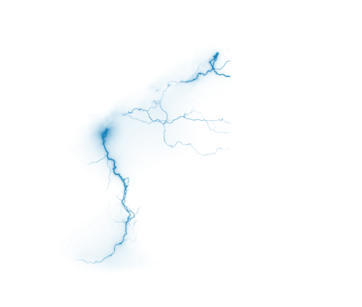 a blue and white lightning on a white background