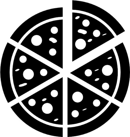 a black and white image of a pizza