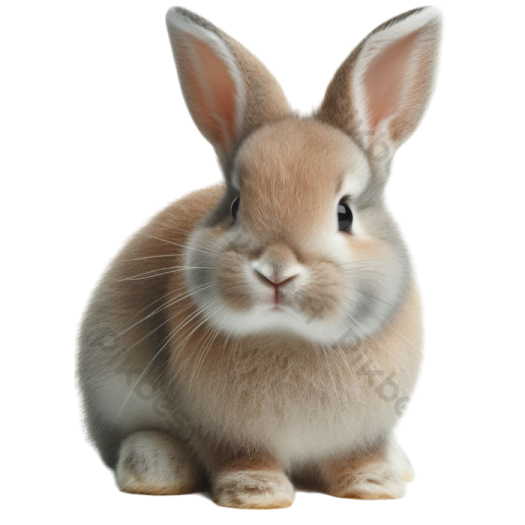 a small rabbit sitting on a white background