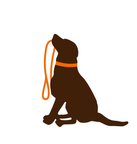 a silhouette of a dog with a leash