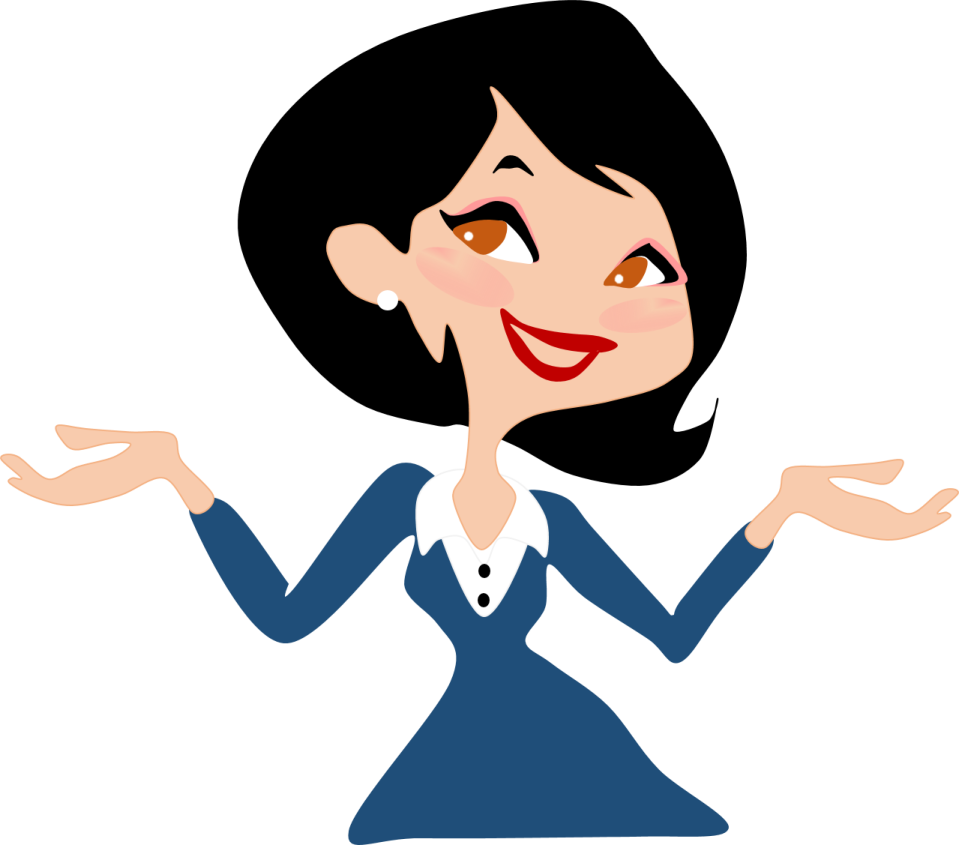 a woman in a blue dress with her hands out