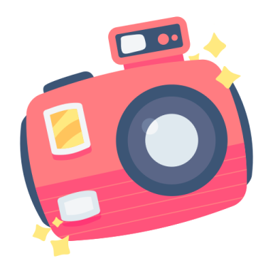 a pink camera with stars around it