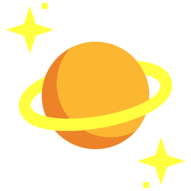 an orange planet with stars around it