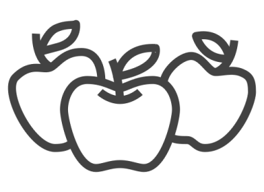 a black and white image of three apples