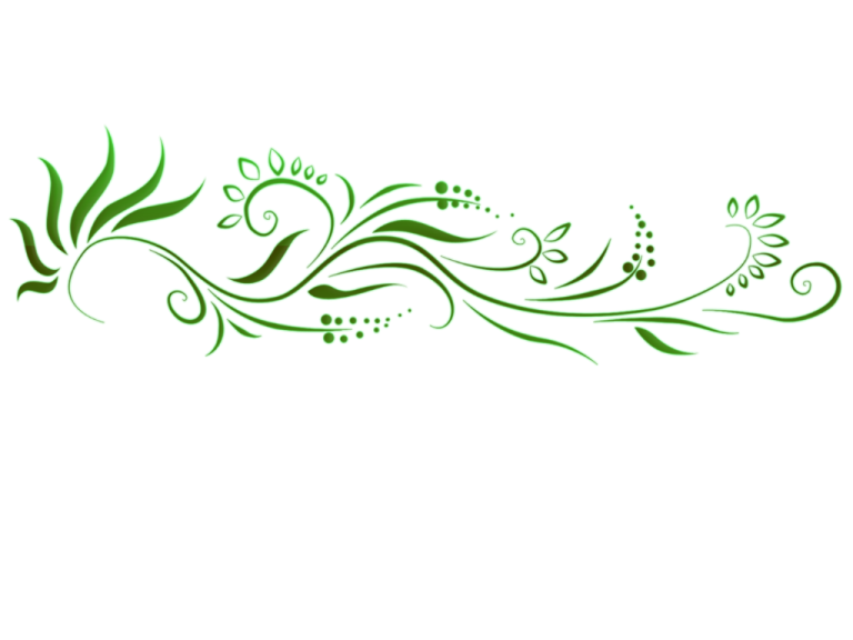 a green floral design on white background
