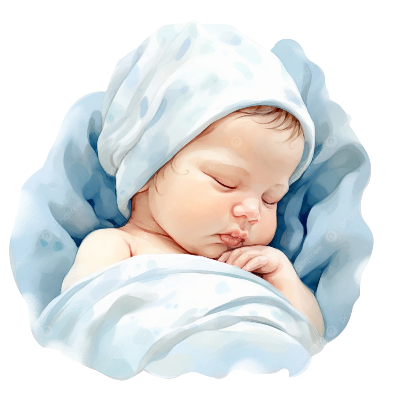 a baby sleeping in a blue blanket