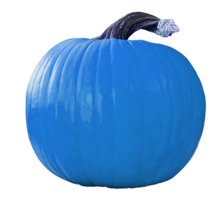 a blue pumpkin on a white background