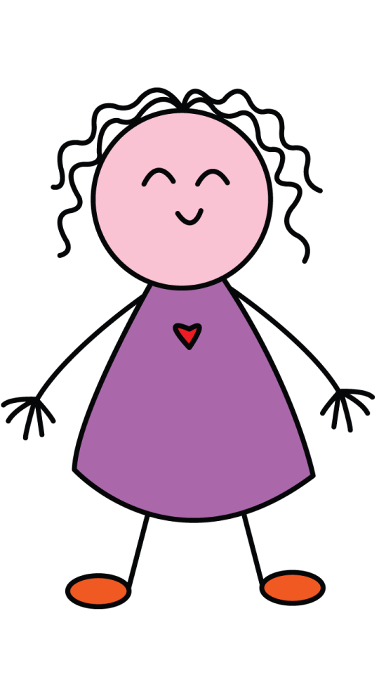 a drawing of a little girl with curly hair