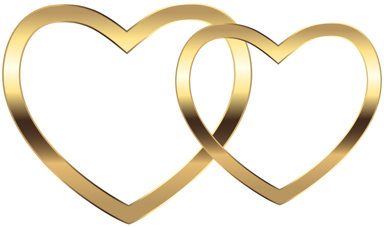 a pair of gold hearts