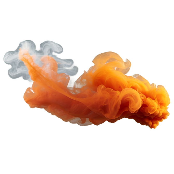 orange and white smoke on a white background