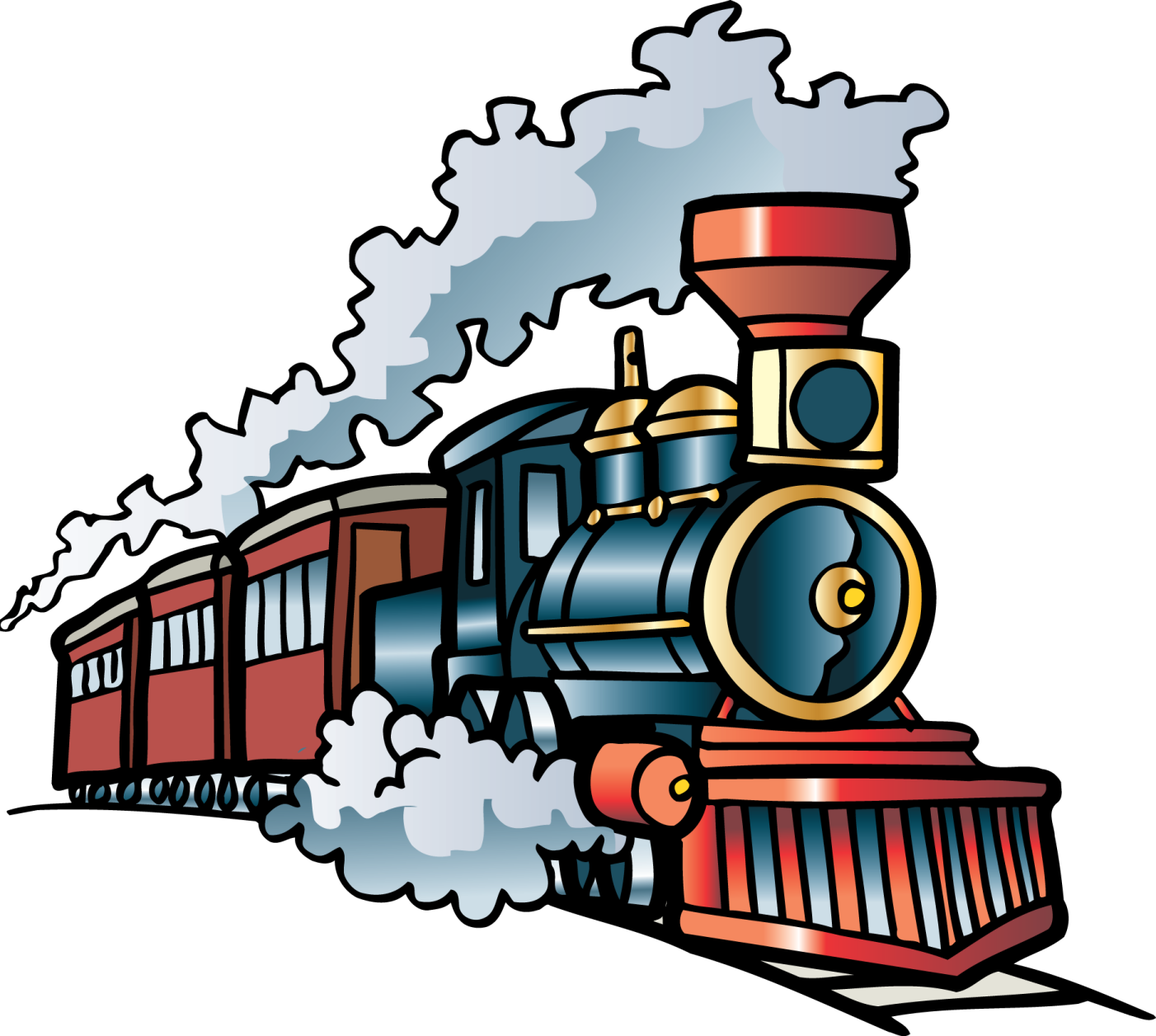 a cartoon train with smoke coming out of it