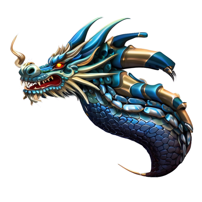 an image of a blue and gold dragon