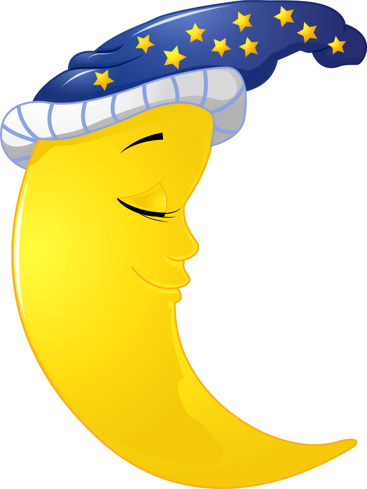 a smiling moon with stars on its head