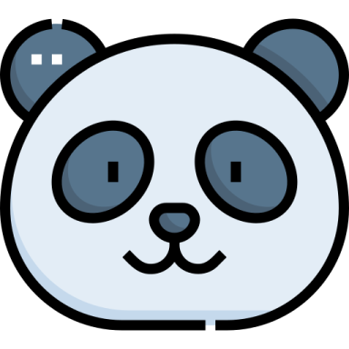 a cartoon panda face