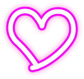 a neon heart on a white background