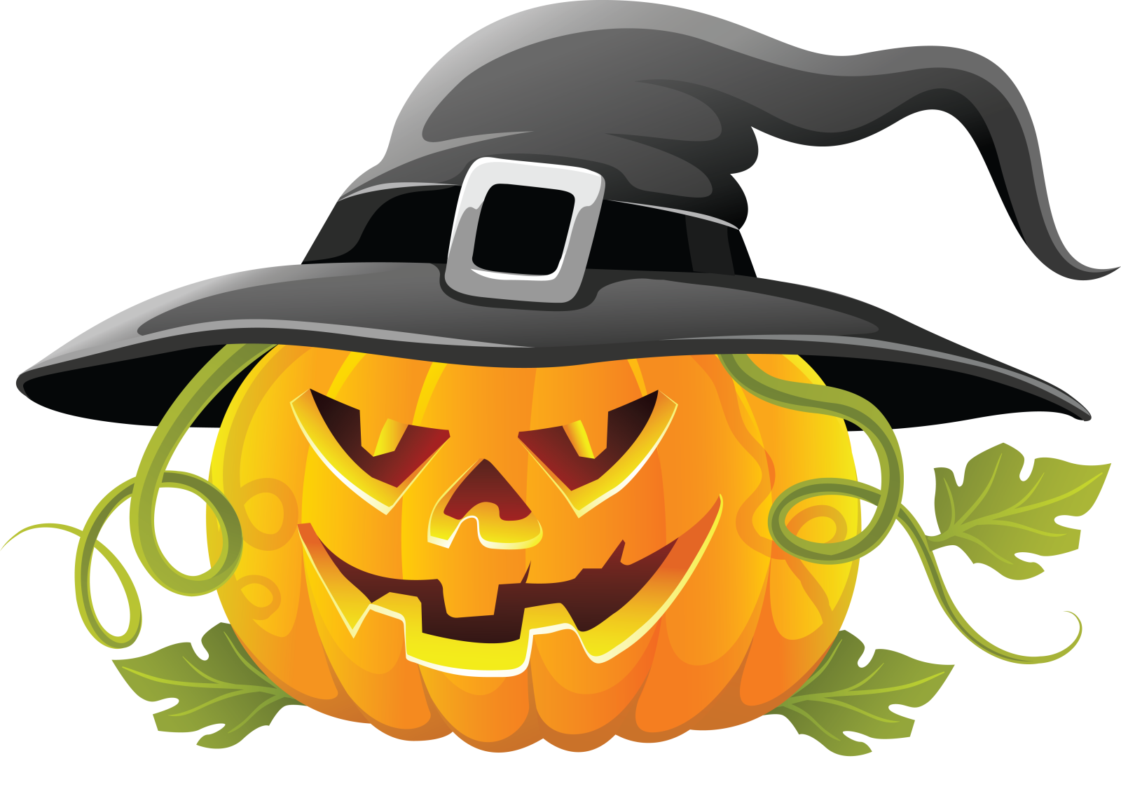 a halloween pumpkin with a witch hat