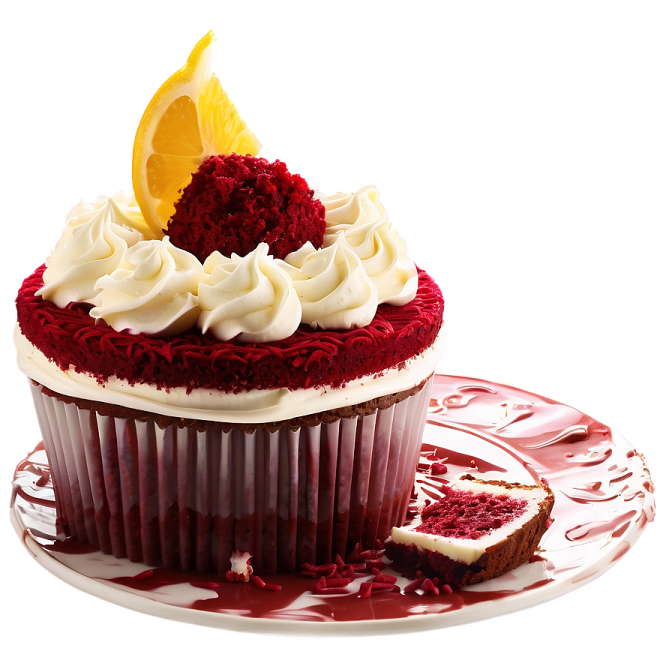 a cupcake with a slice of lemon on top