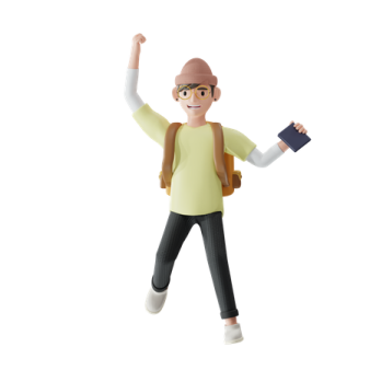 a cartoon figure of a man in a green shirt and black pants