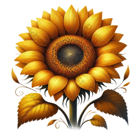 a sunflower on a white background