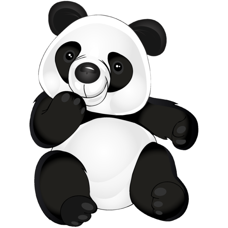 a black and white panda bear sitting on the ground
