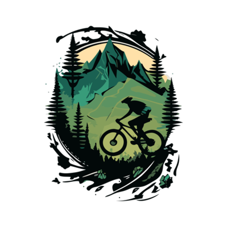 a mountain bike rider riding through the forest