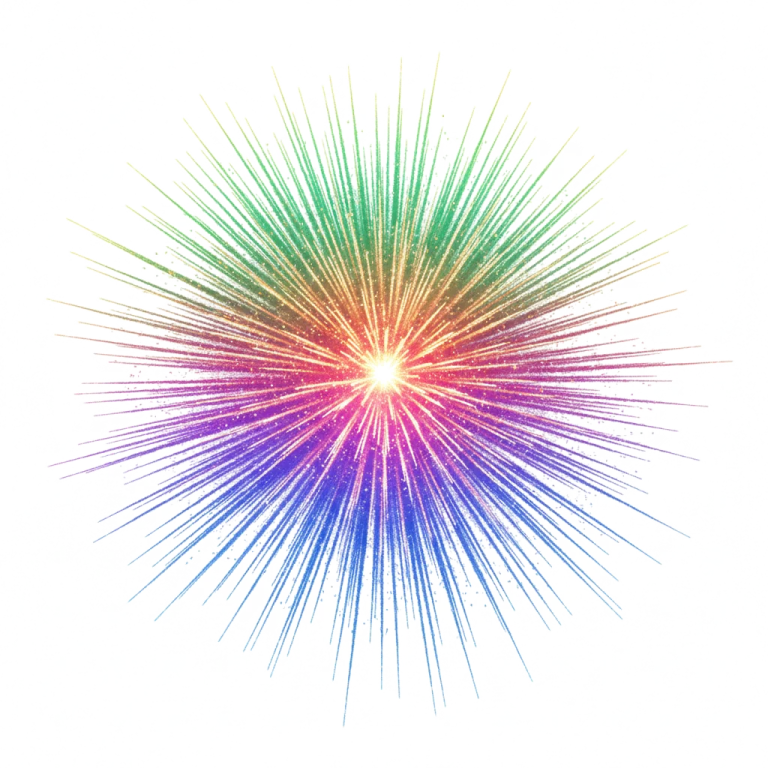 a colorful burst of light on white background