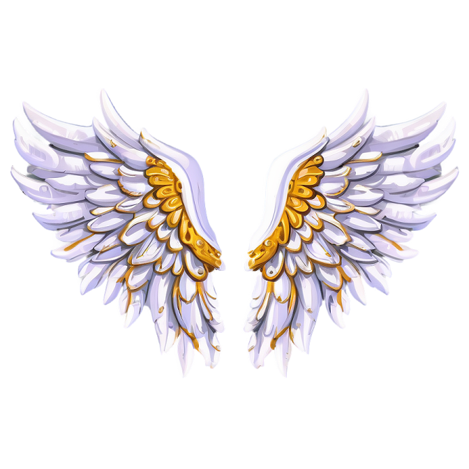 a pair of white and gold wings