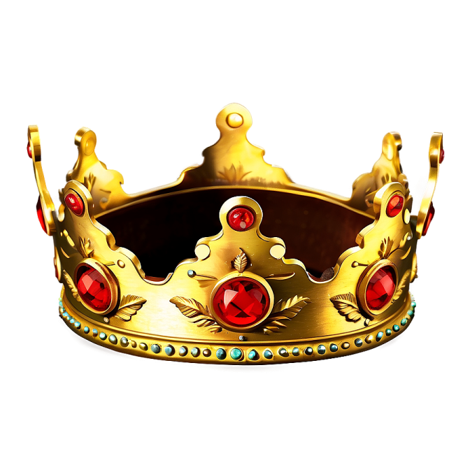 a gold crown with red stones on it