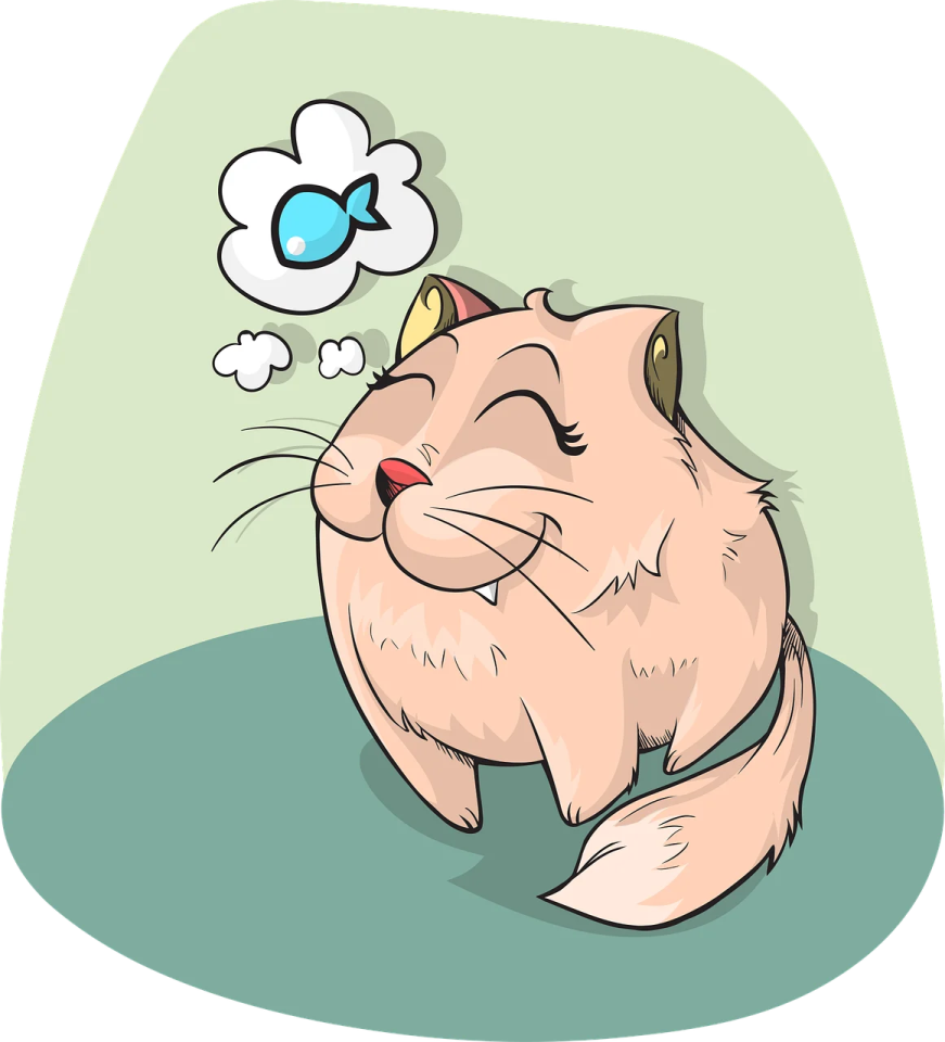 a cat with a thought bubble above its head