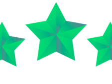 five green stars on white background