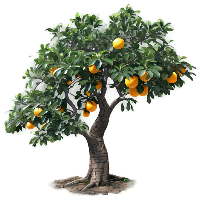 an orange tree on a white background