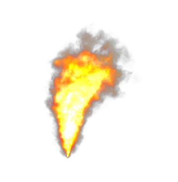an explosion of fire on a white background