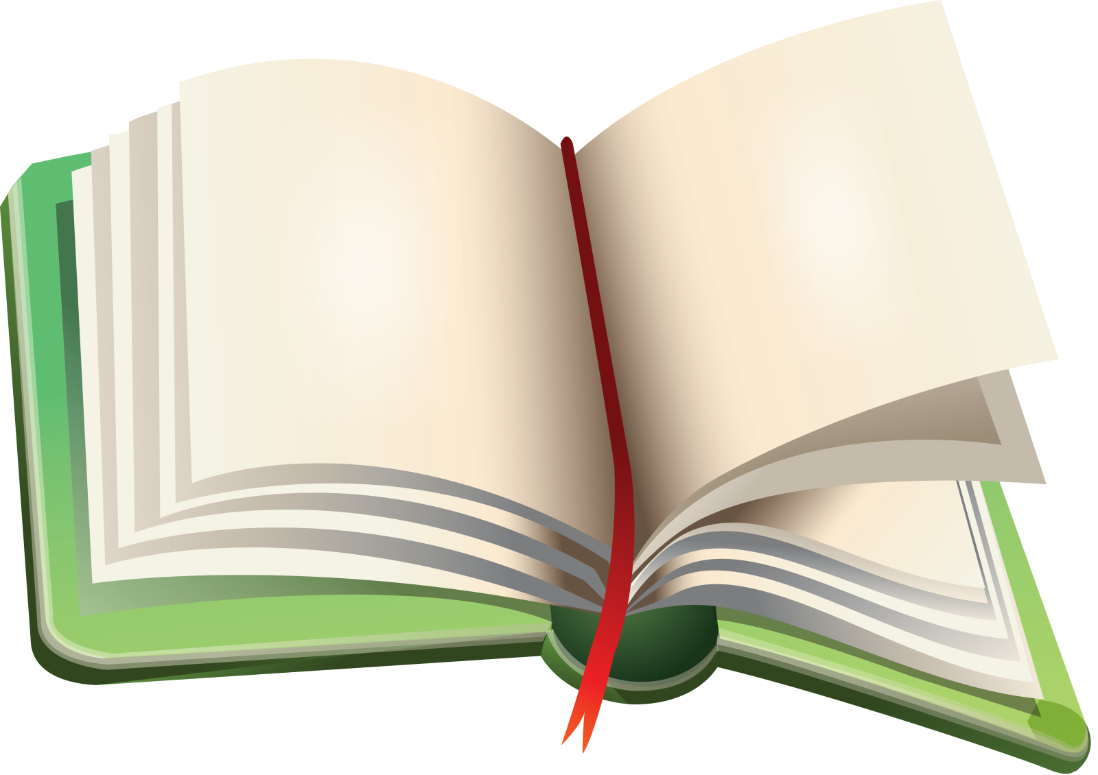 an open book with a red ribbon