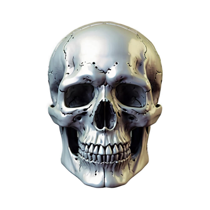 a human skull on a white background
