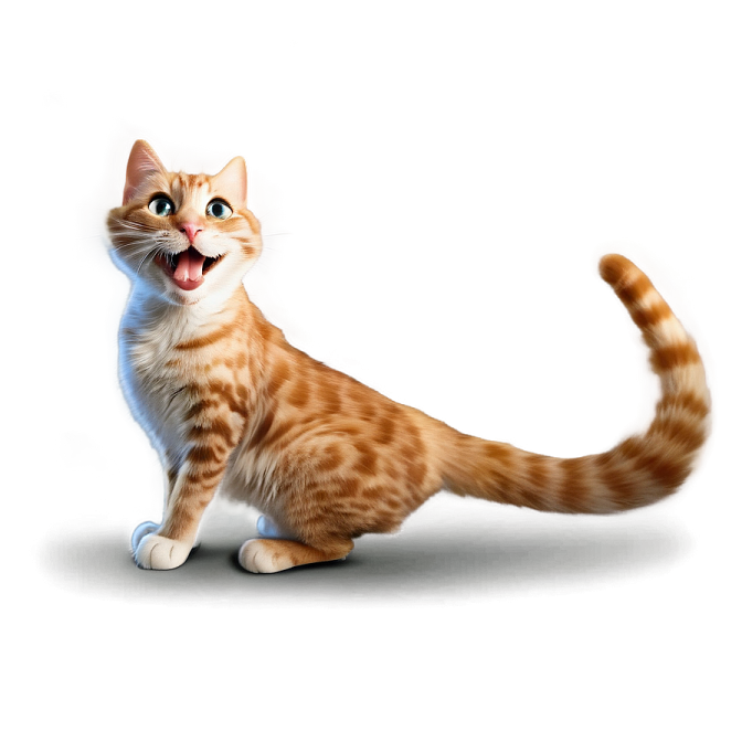 an orange and white cat standing on its hinds