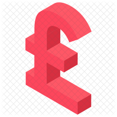 a red pound symbol on a white background