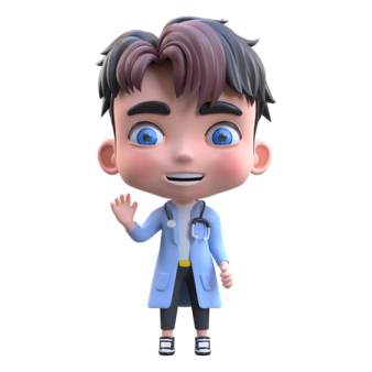 a cartoon character in a blue coat and black pants