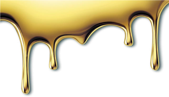a dripping gold paint on a white background