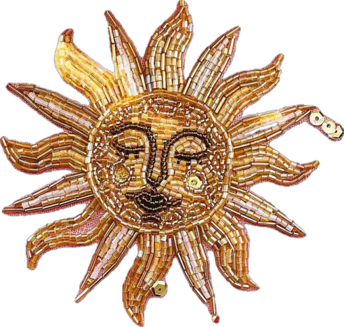 a sun made out of glass beads