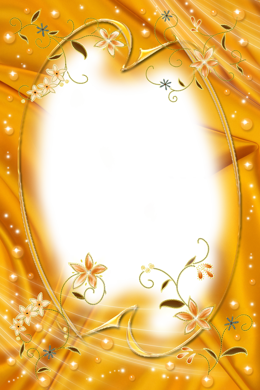 a gold background with flowers and leaves