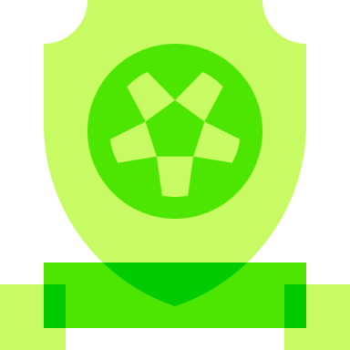 a green shield with an arrow in the middle