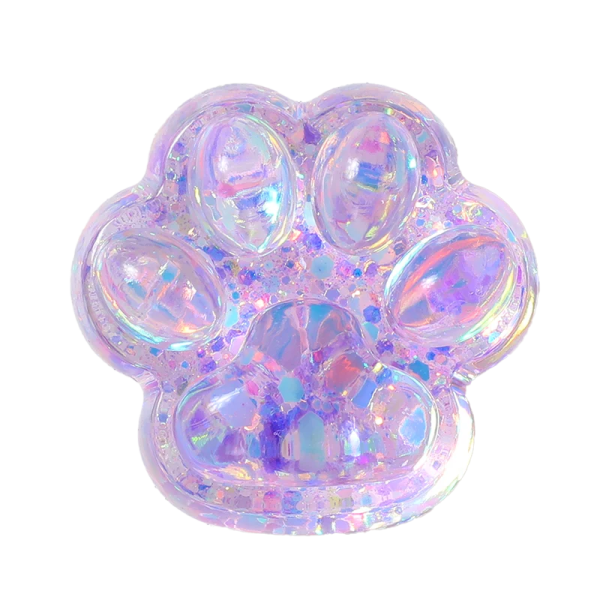 an image of a purple and white dog paw shaped glass bea