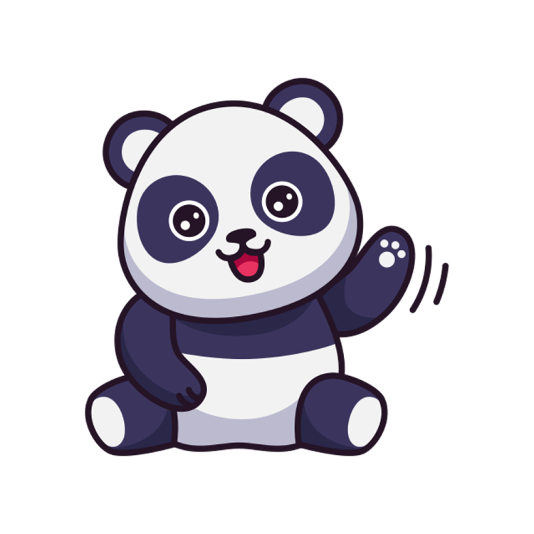 a cartoon panda bear sitting on the ground