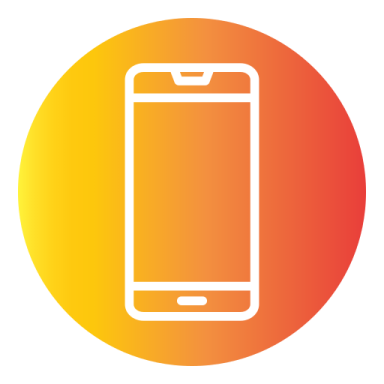 a phone icon with an orange circle
