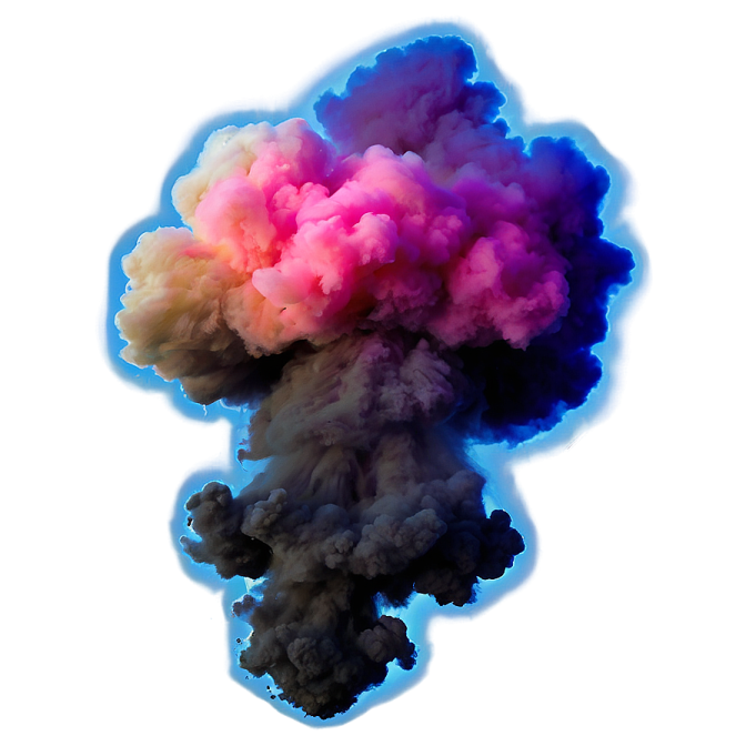 a cloud of colored smoke on a white background