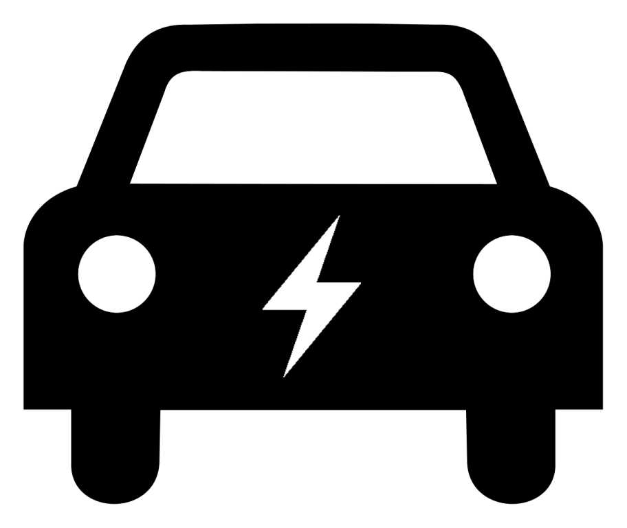 a black and white image of an electric car
