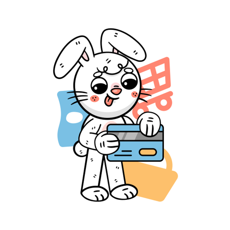 an illustration of a rabbit holding a laptop