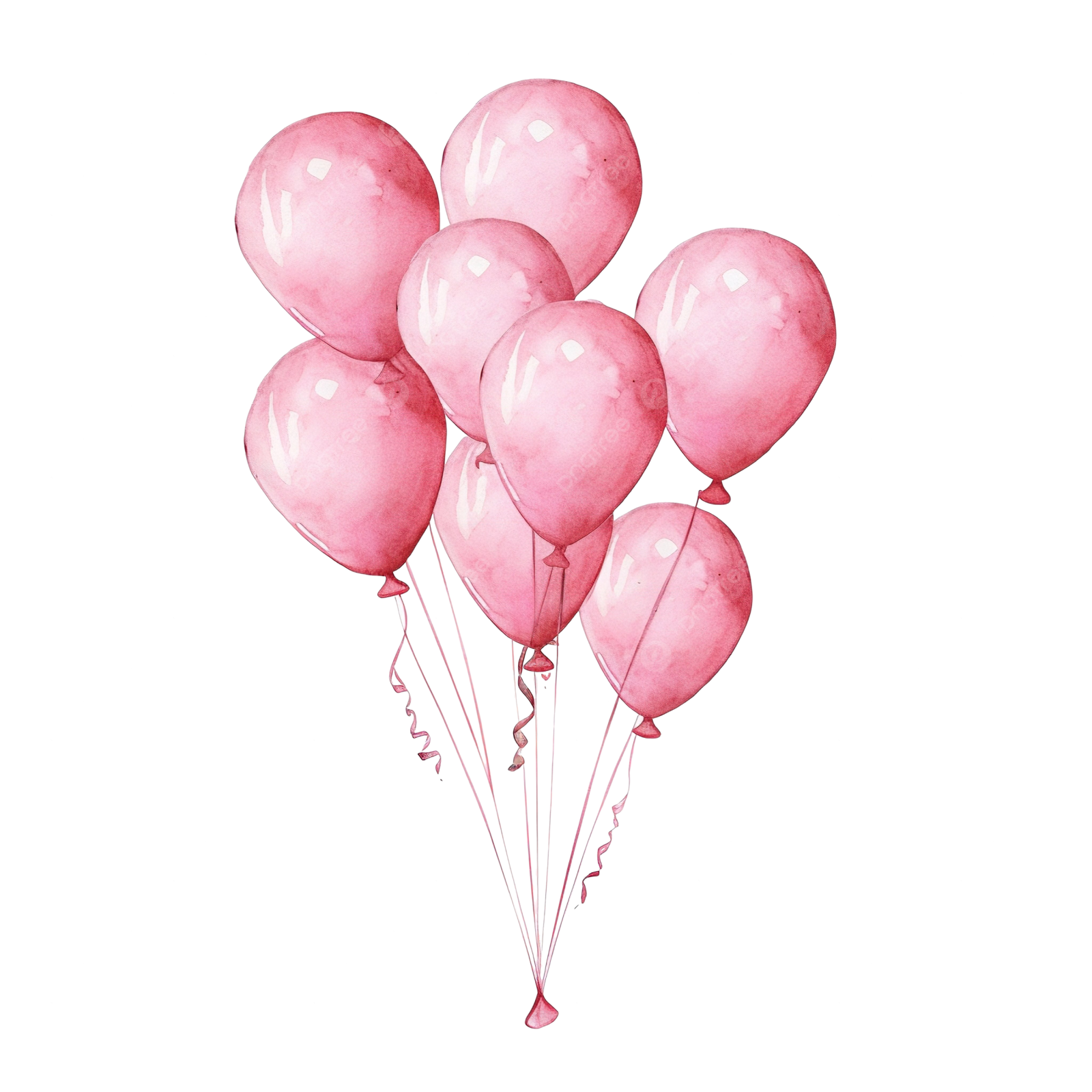 a bunch of pink balloons on a white background