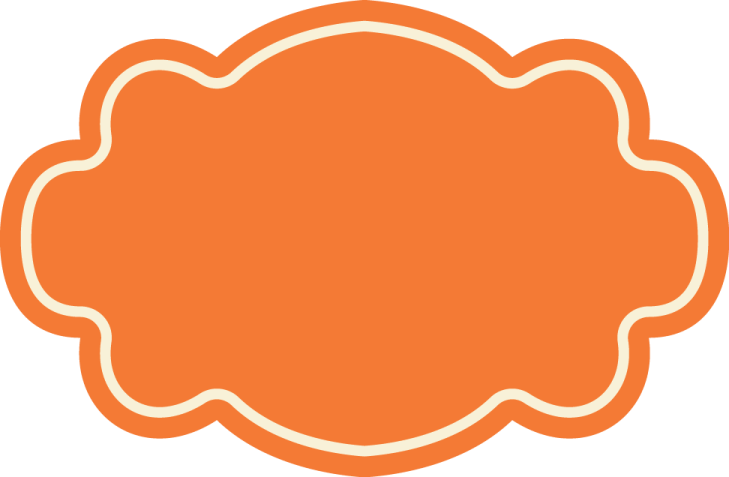 an orange label with a white border